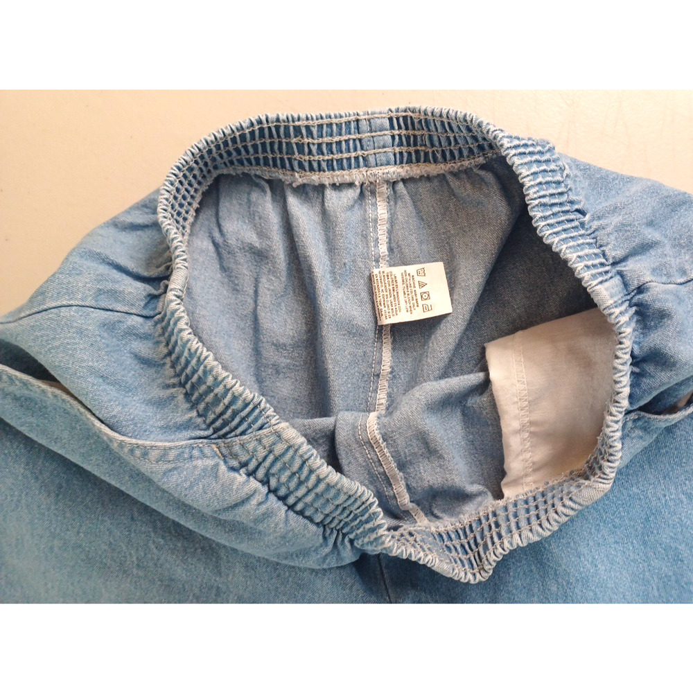 VTG Chic Women's Lt Blue Denim 100% Cotton Shorts Sz 14 High Rise Elastic Waist - Picture 8 of 11